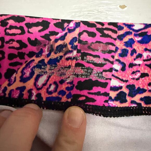 Fila pink animal print biker shorts fitted stretchy sz S - Picture 6 of 9